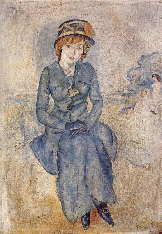 Aiermina wearing the green dress, Jules Pascin